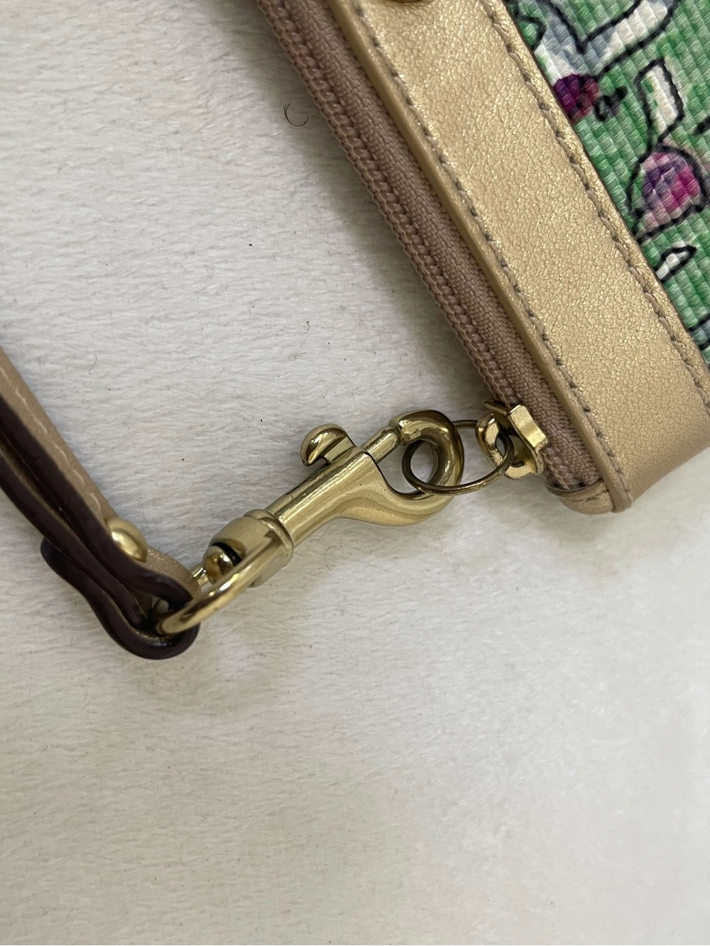Coach Ashley Iris Pink Floral Canvas Wristlet with Gold Trim - Picture 10 of 10